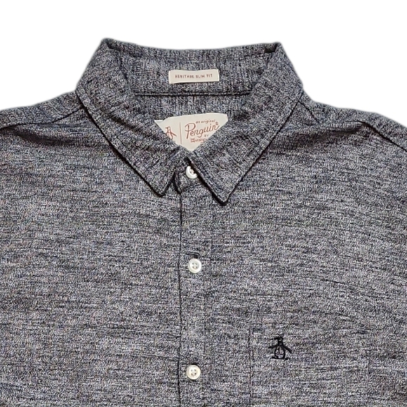 Penguin Button Up Long Sleeve Button Up Shirt (J) - Picture 6 of 10